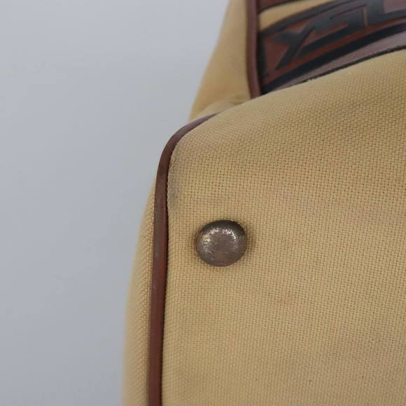 SAINT LAURENT Boston Bag Canvas Leather Brown Auth bs19295 - Picture 9 of 16